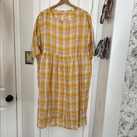 Lintico Valencia plaid linen midi dress - Picture 2 of 11